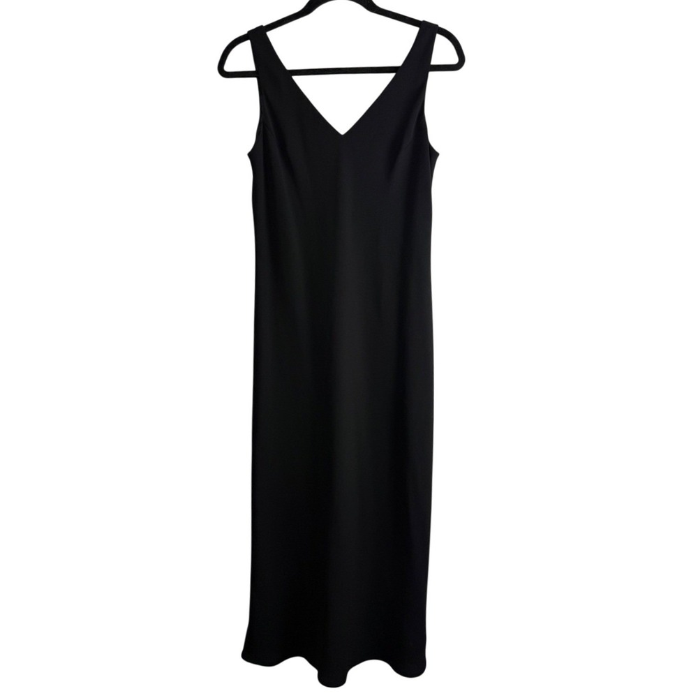 Jones New York Womens Classic‎ Black V Neck Formal Evening Maxi Gown Size 8